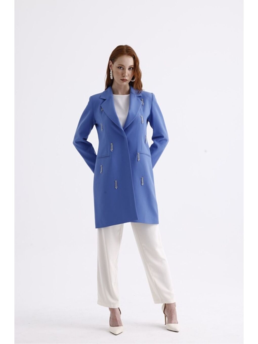 Mizalle Taş Detaylı Mavi Ceket - 2