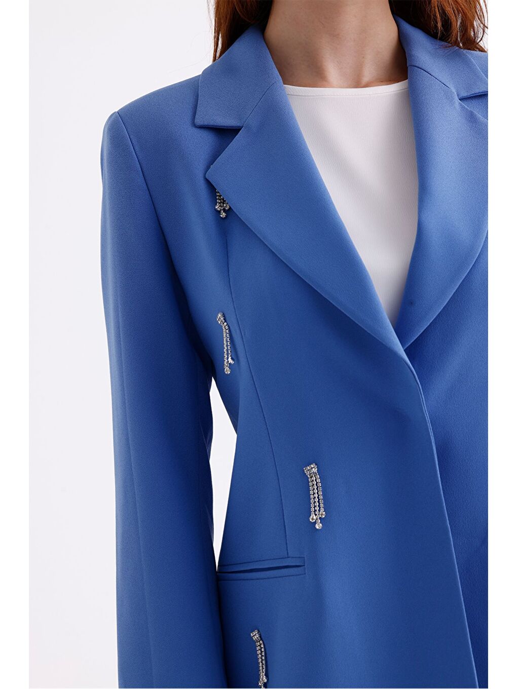 Mizalle Taş Detaylı Mavi Ceket - 5