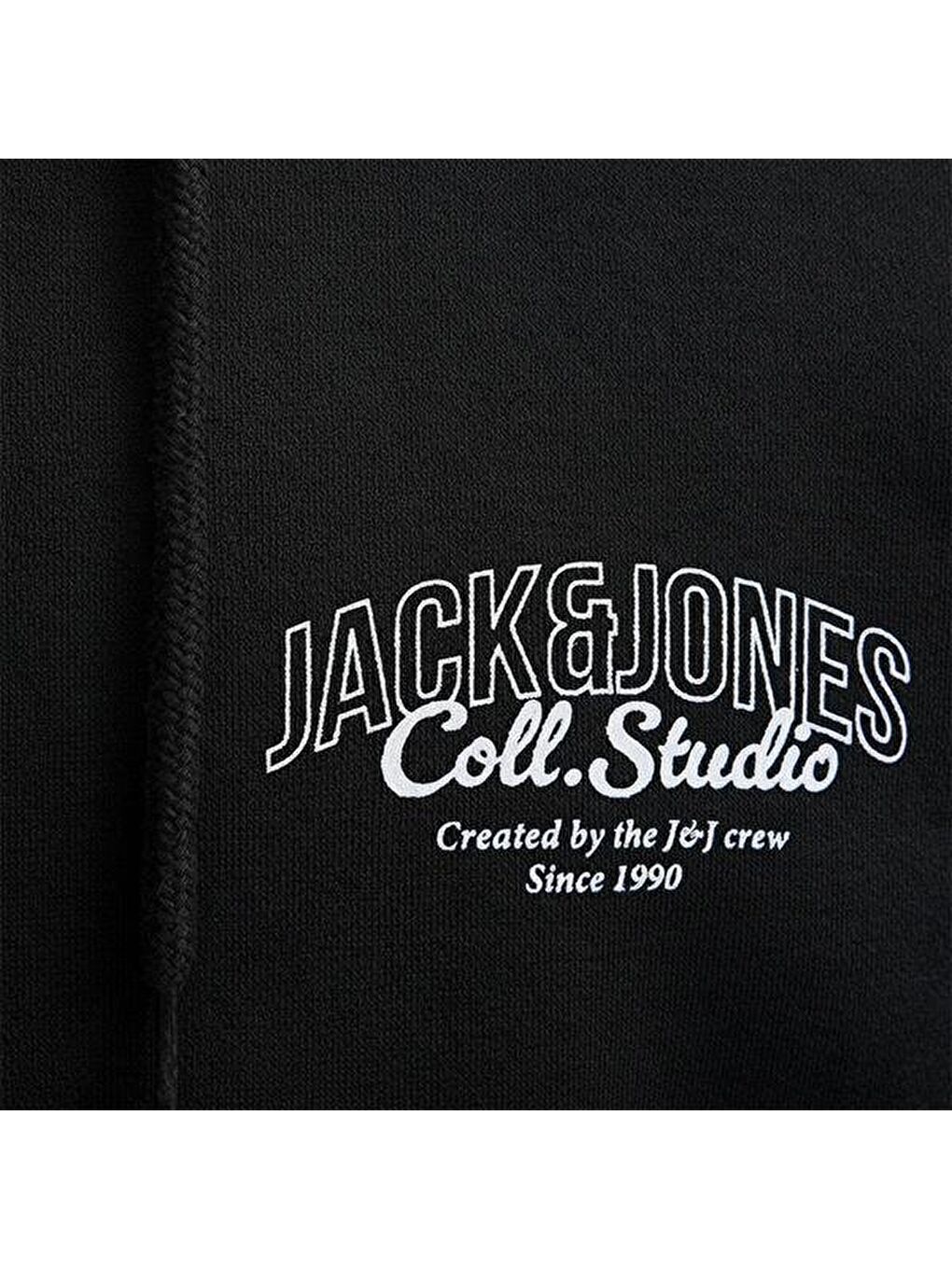 Jack&Jones Makoto Erkek Siyah Kapüşonlu Sweatshirt-1