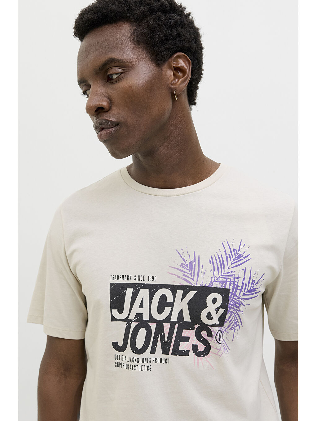 Bej Jjjaxon Pamuklu Regular Fit Logo Baskılı T Shirt 12269390-2