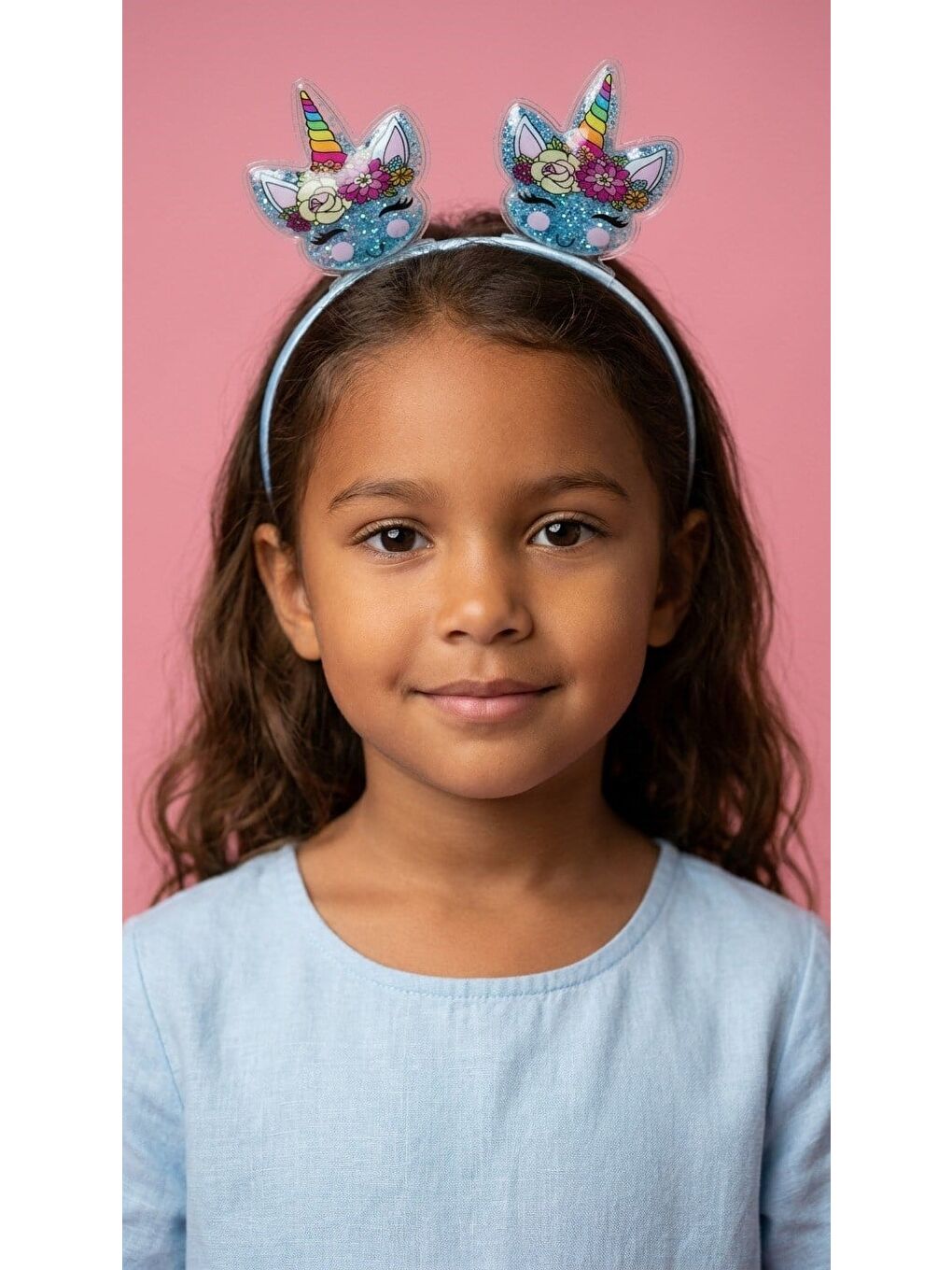 Kız Çocuk 3D Parıltılı Mavi Taç