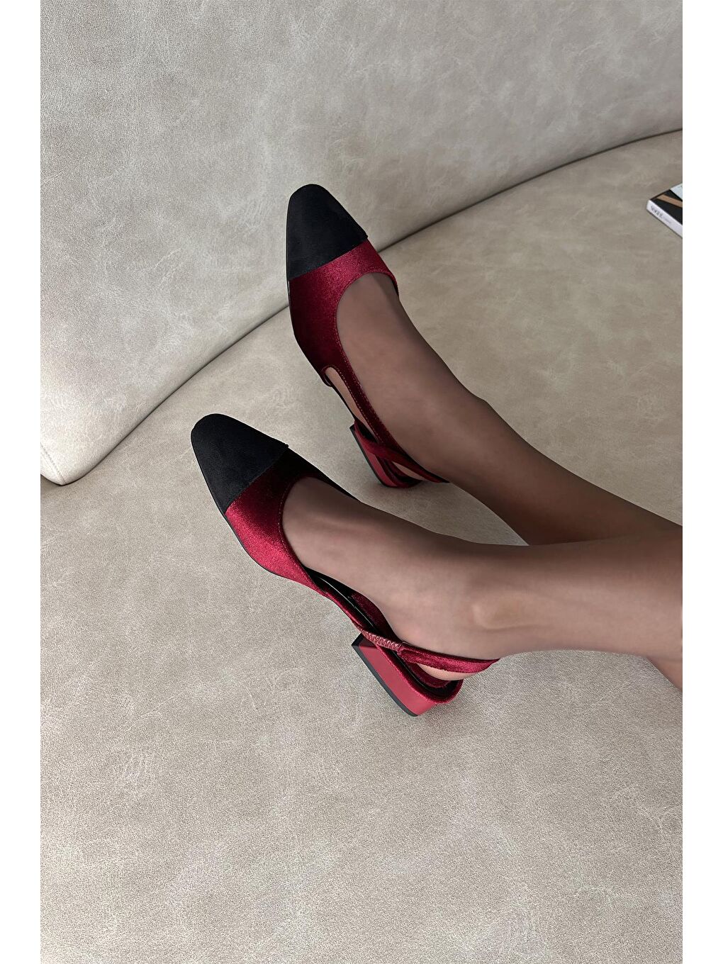 Simmons  Kadın  Topuklu  Kadife  Sandalet Bordo-1