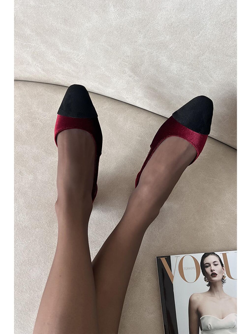 Simmons  Kadın  Topuklu  Kadife  Sandalet Bordo-2