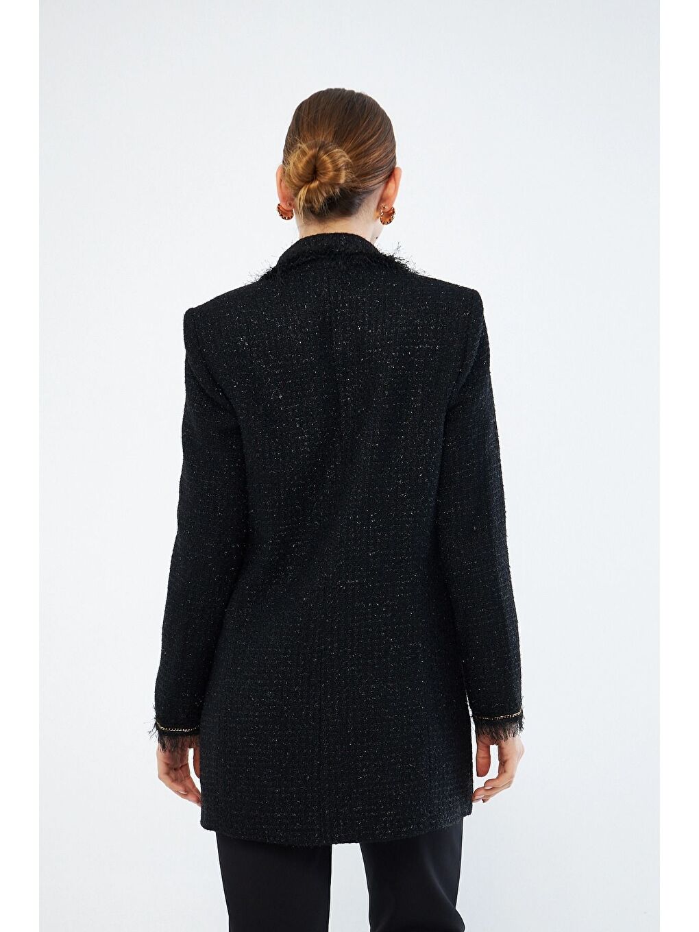 Püskül Tüvit Siyah Ceket-1