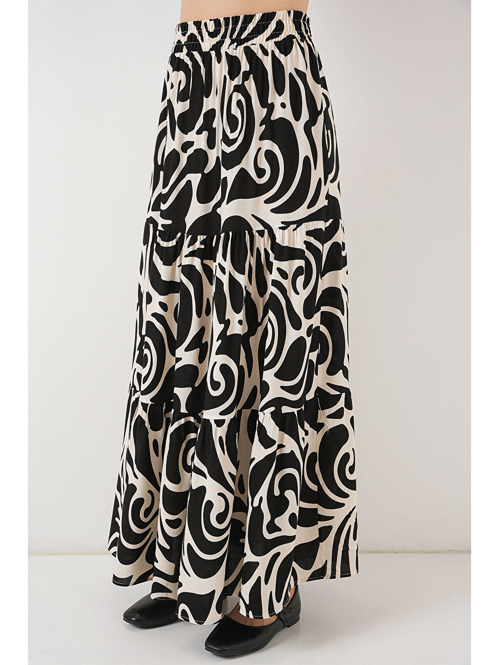 1898 Desenli Uzun Etek - C.Siyah-1