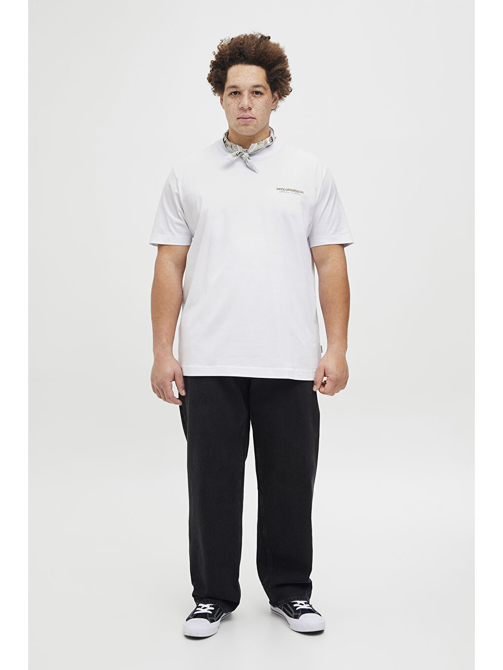 Beyaz Plus Jorİslİngton Baskılı Pamuklu Oversize Fit Büyük Beden %100 Pamuk Tişört 12278557-1