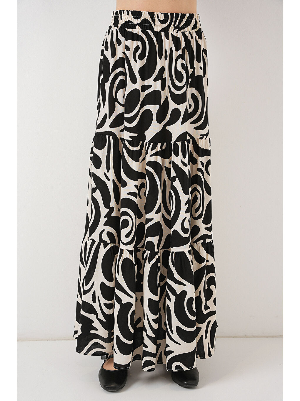 1898 Desenli Uzun Etek - C.Siyah-3