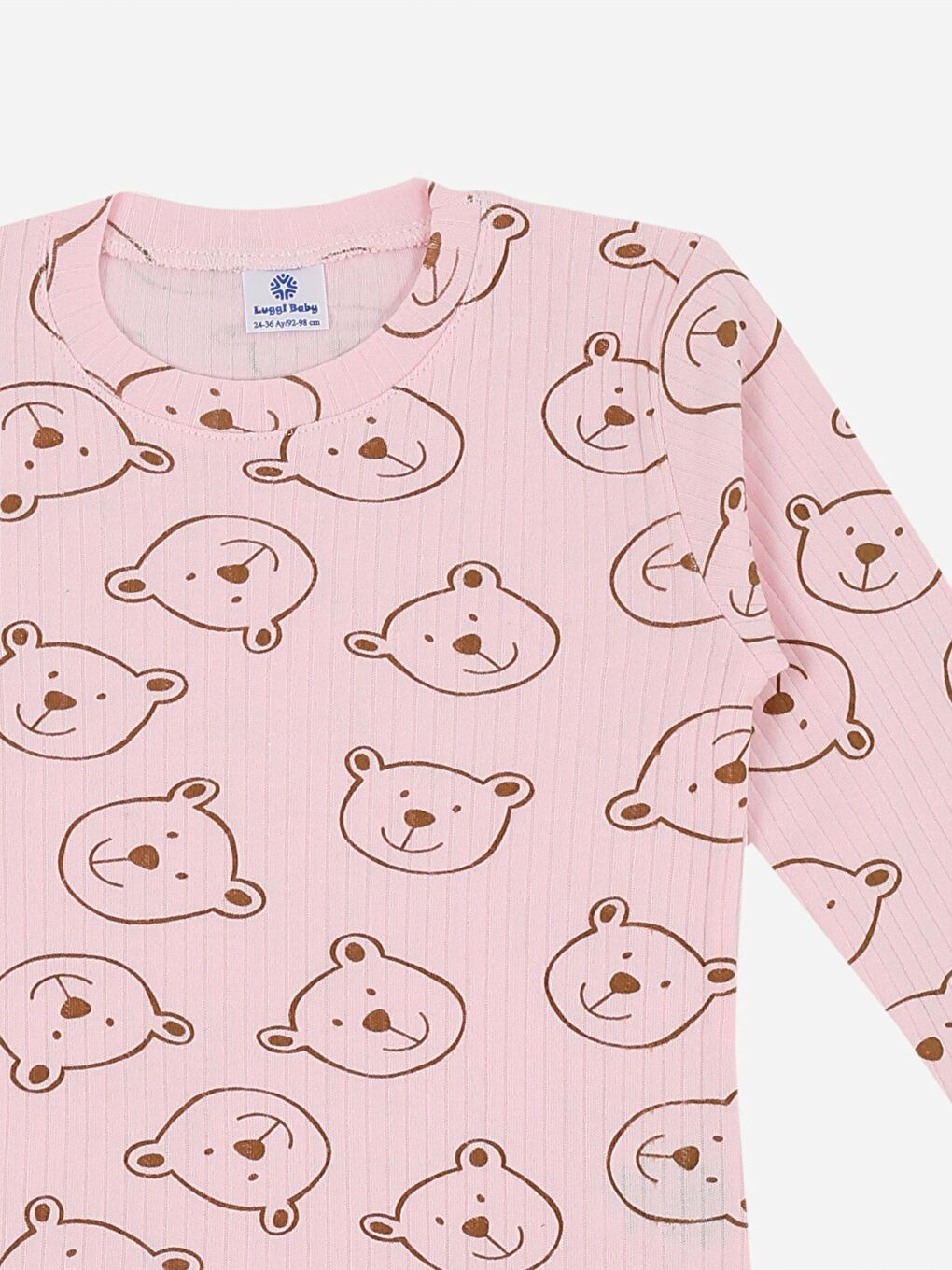 Pembe Bisiklet Yaka Uzun Kollu Kız Bebek 2'li Takım-3