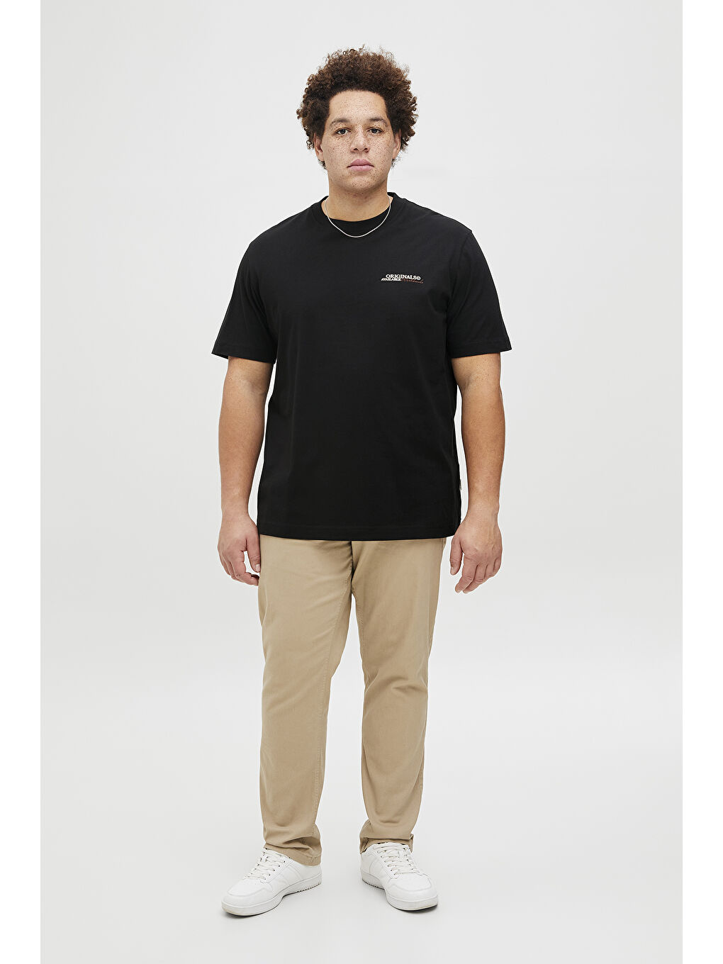 Siyah Plus Jorİslİngton Baskılı Pamuklu Oversize Fit Büyük Beden Tişört 12278557-1