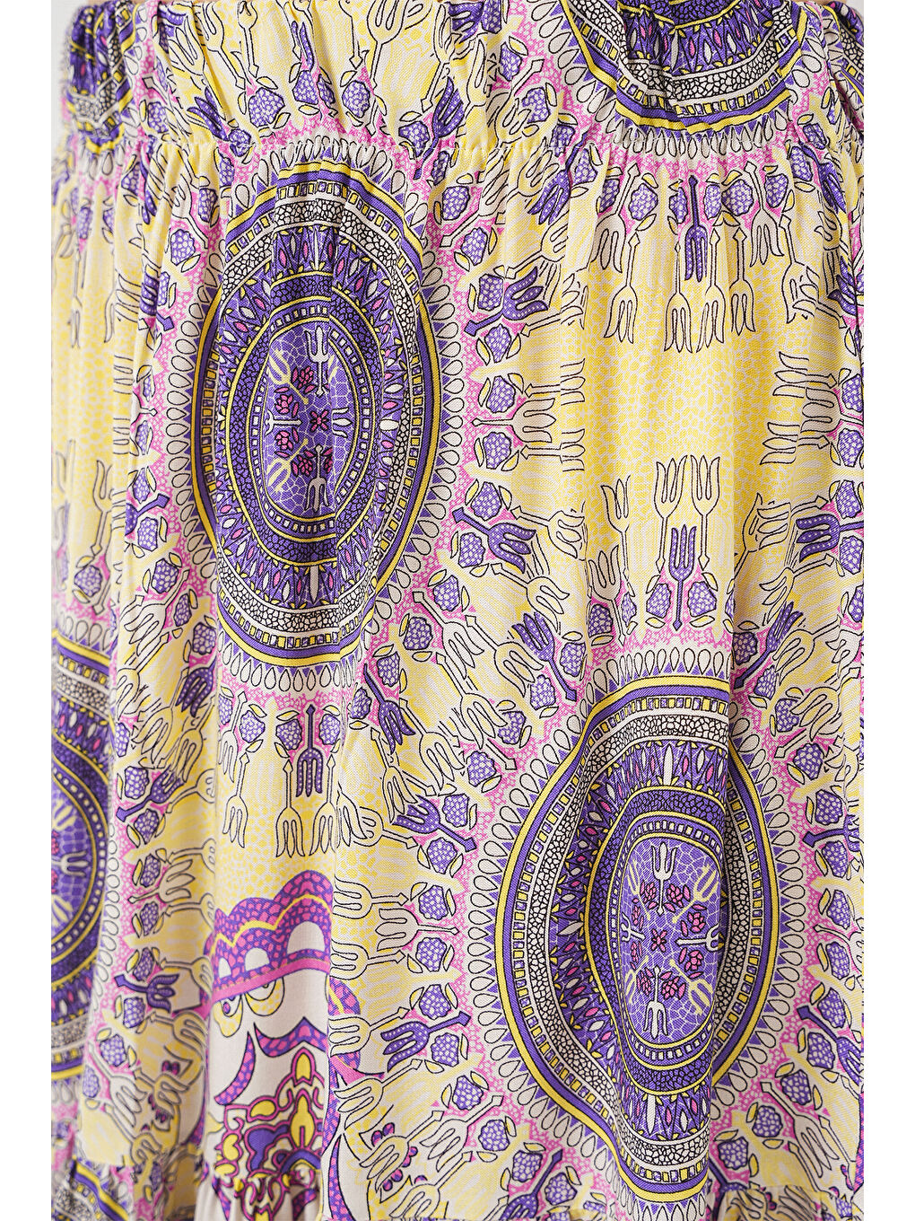 1898 Desenli Uzun Etek - Sarı-4