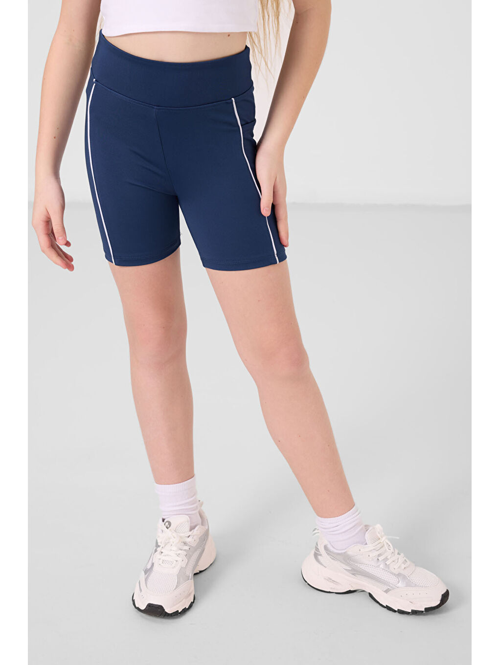 Lacivert Parlament Esnek Standart Fit Basic Performans Kız Çocuk Tayt - 75189-1