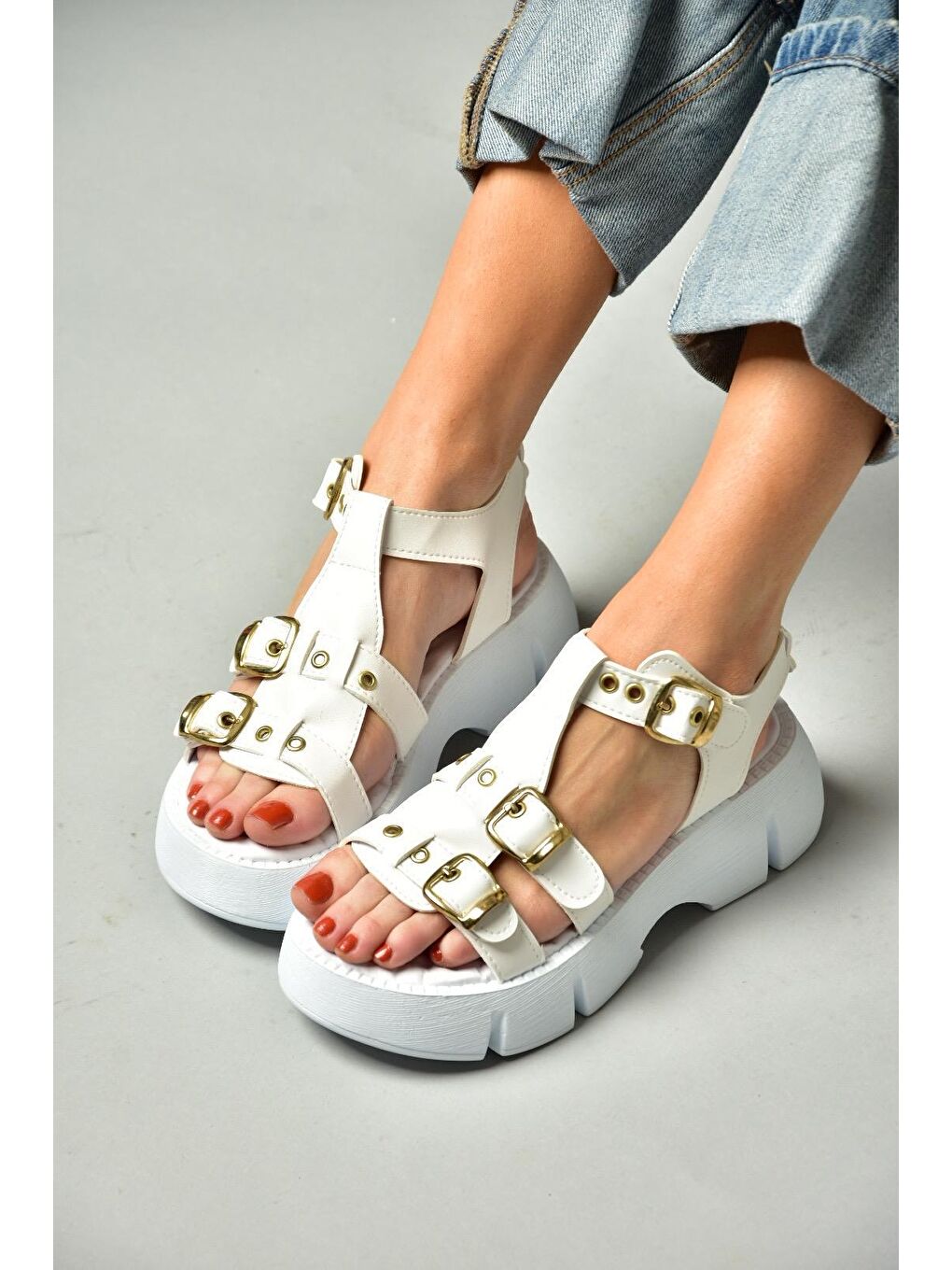 S9739662 Beyaz Kadın Sandalet-3