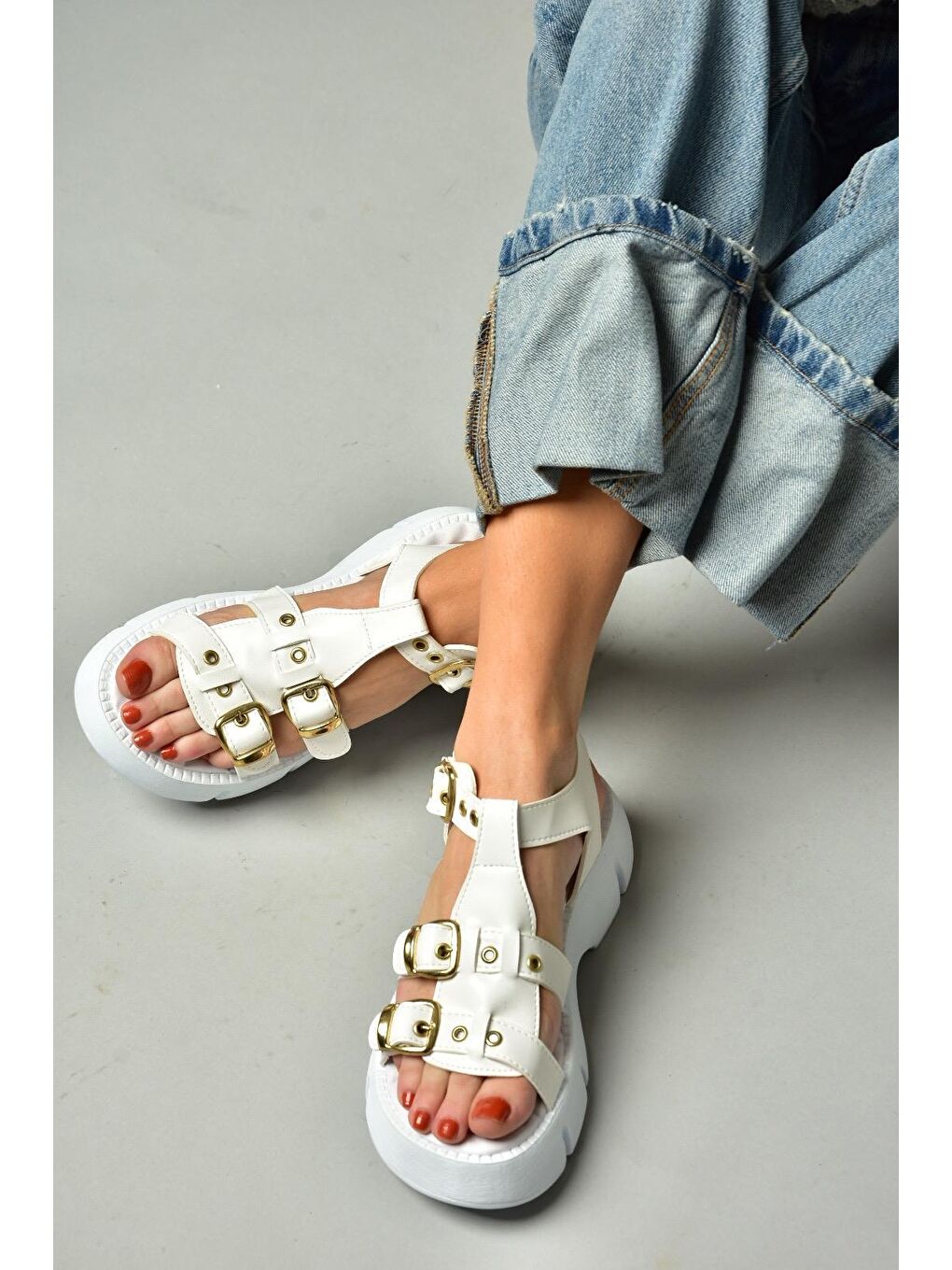 S9739662 Beyaz Kadın Sandalet-4