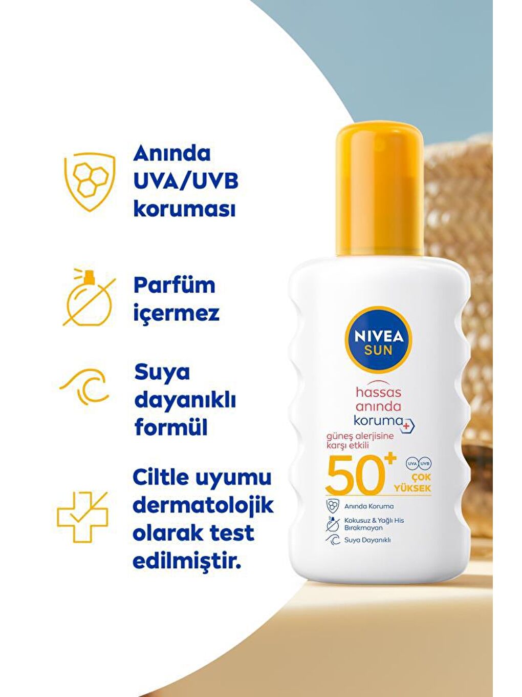 NIVEA SPF 50+ Güneş Alerjisine Karşı Hassas Koruma Güneş Kremi 200 ml Sprey, Yüz Temizleme Köpüğü Tonik - 1