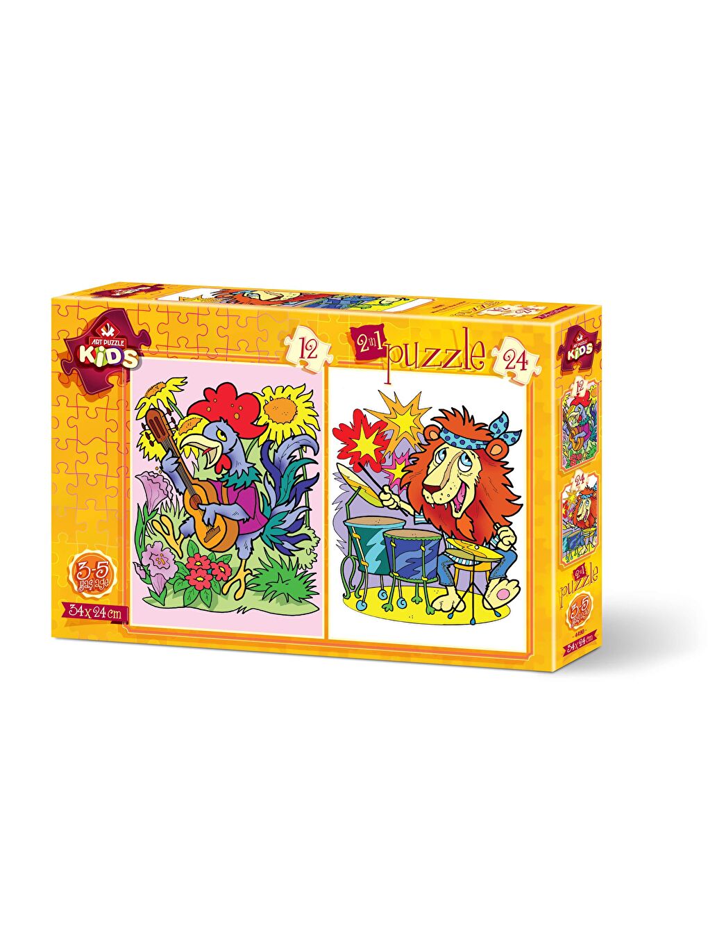 Art Puzzle Karışık 12+24 Parça Puzzle Müzisyen Hayvanlar - 1