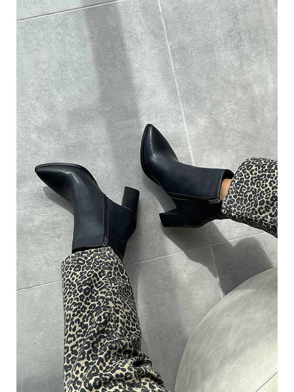 Fergal  Kadın  Topuklu  Deri  Bot Siyah-2