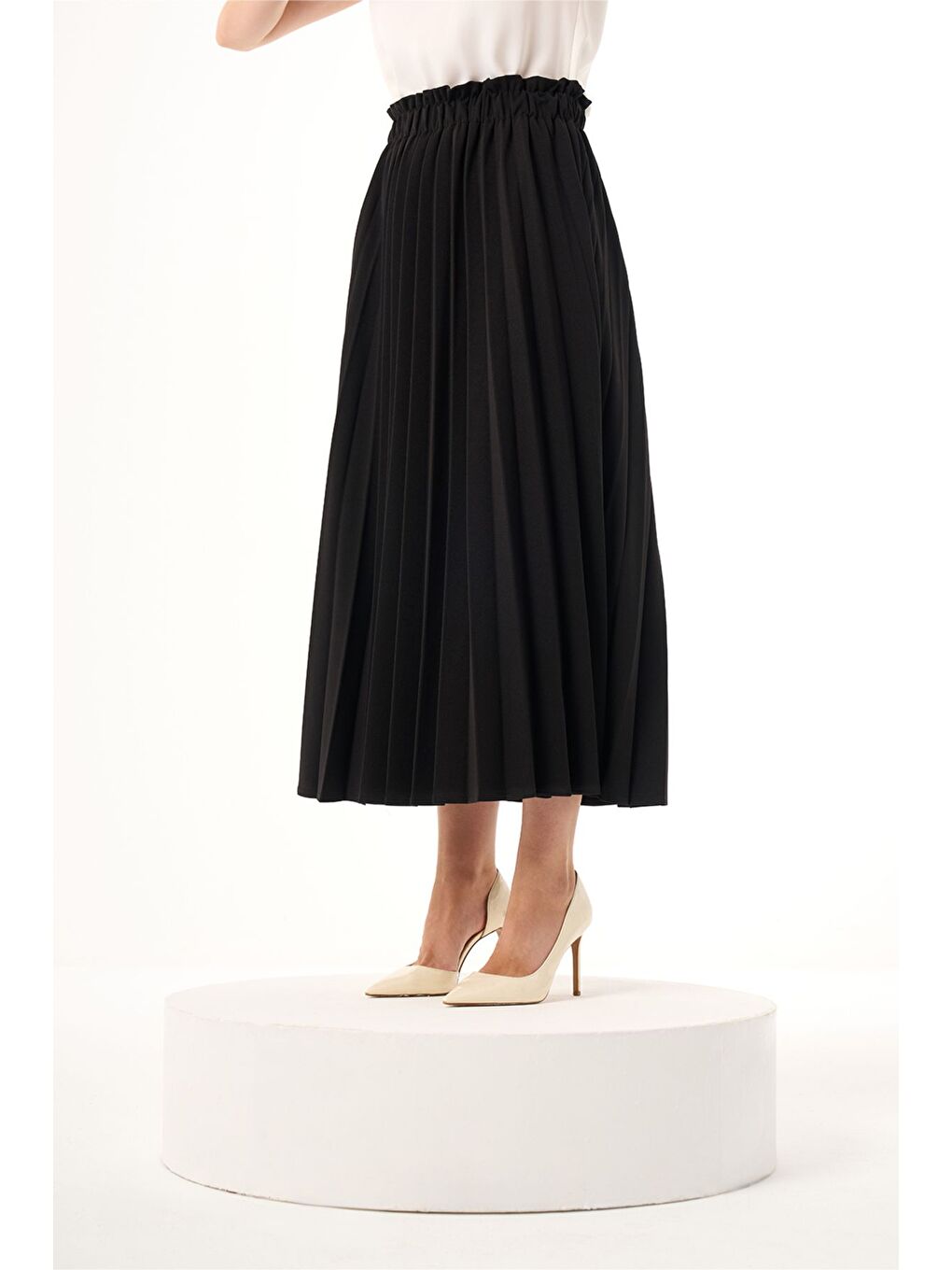 Basic Pliseli Siyah Etek-2