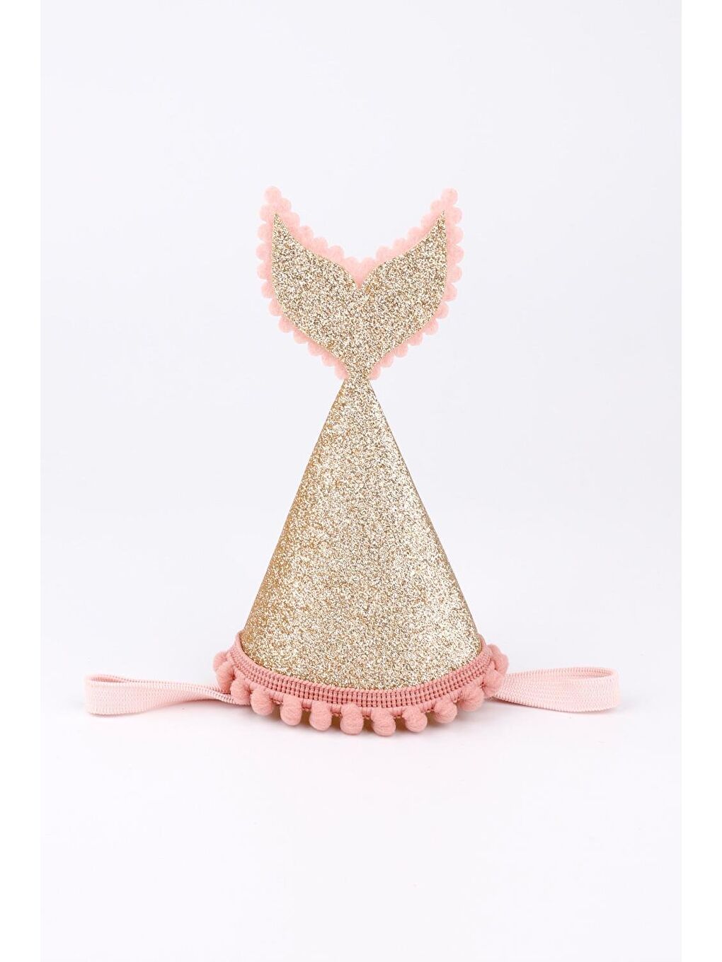 Pembe Pudra Deniz Kızı Kuyruğu Lastikli Kız Çocuk Huni Taç