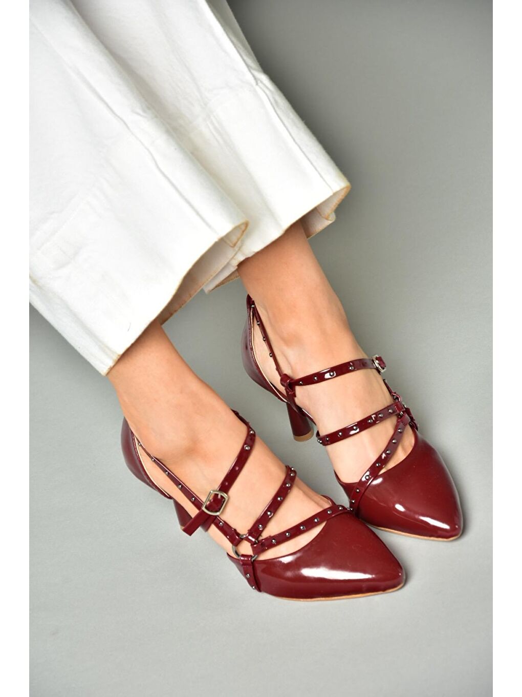 S5182033 Bordo Kadın Topuklu Ayakkabı-4