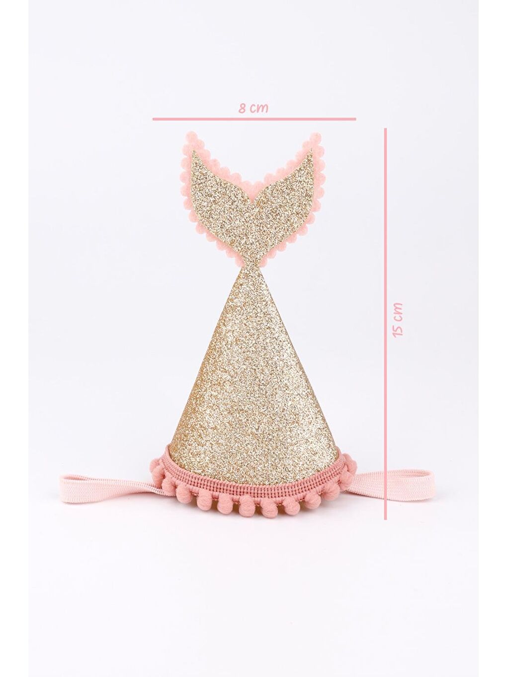 Pembe Pudra Deniz Kızı Kuyruğu Lastikli Kız Çocuk Huni Taç-2