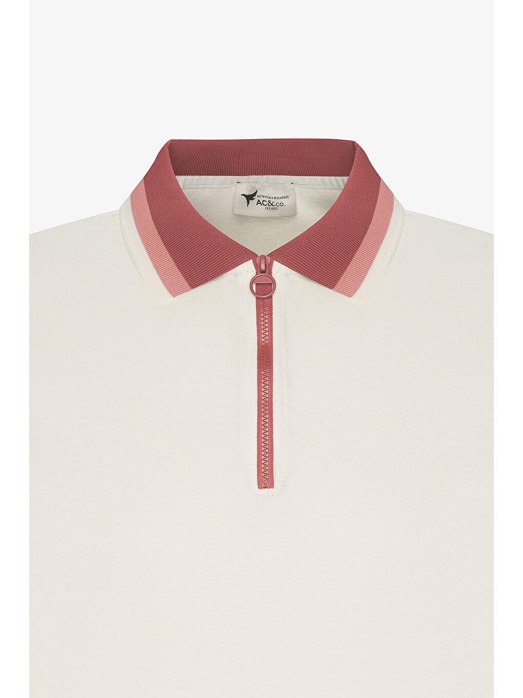 Erkek Ekru-Bordo Regular Fit Geniş Kesim Polo Yaka %100 Pamuk Tişört-6