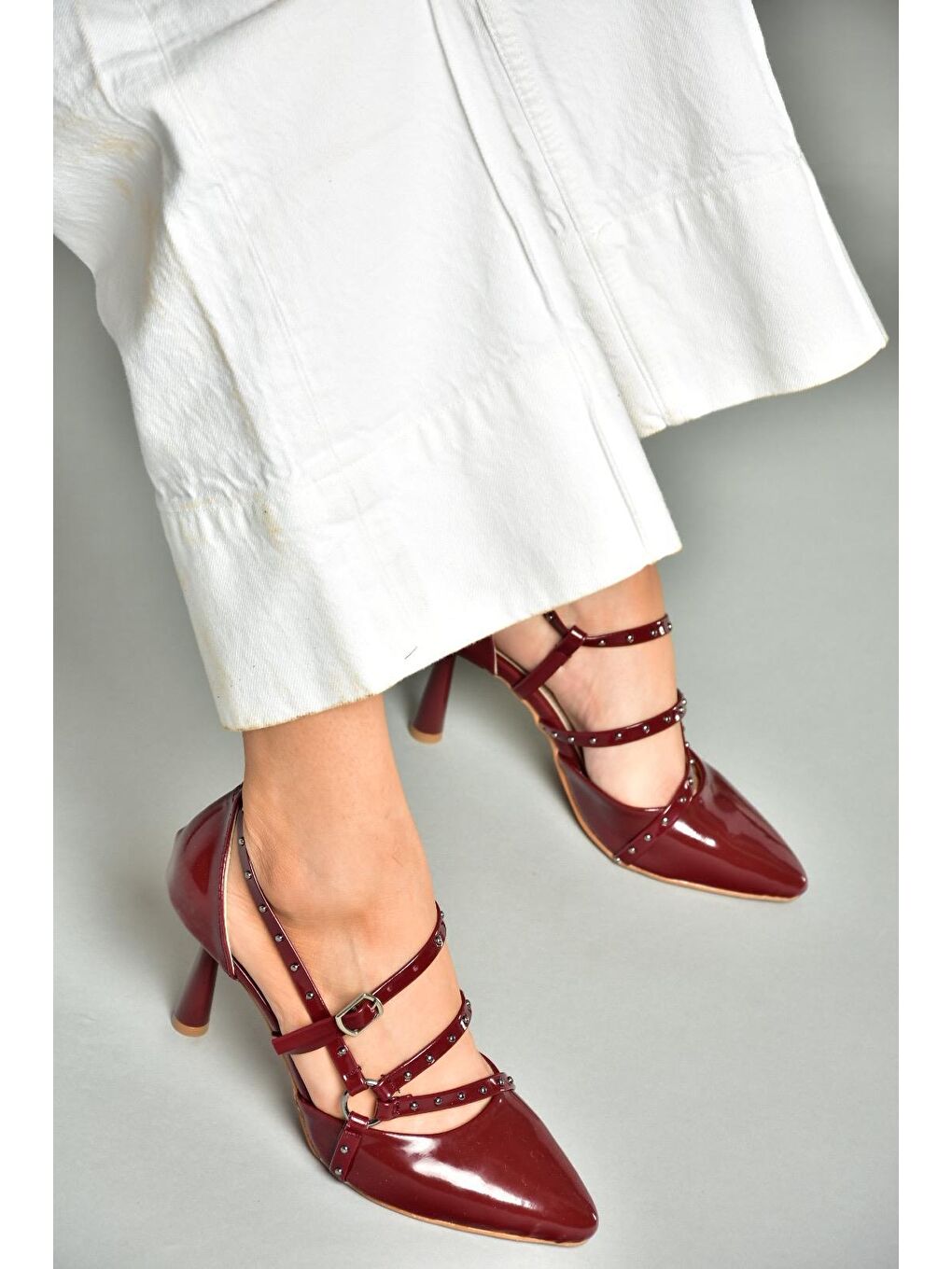 S5182033 Bordo Kadın Topuklu Ayakkabı-5