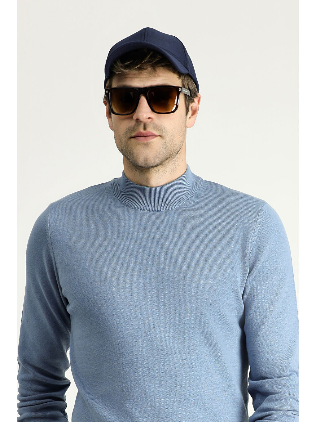 Mavi Bato Yaka Regular Fit Pamuklu Triko Büyük Beden Kazak-1