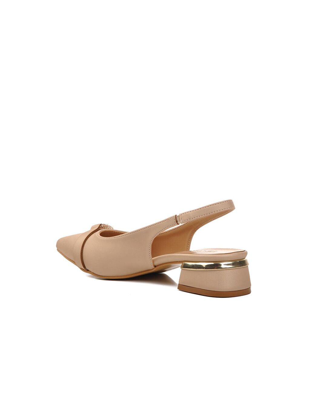 Bej Ten Saten Kadın Taşlı Abiye Ayakkabı 5672006-3