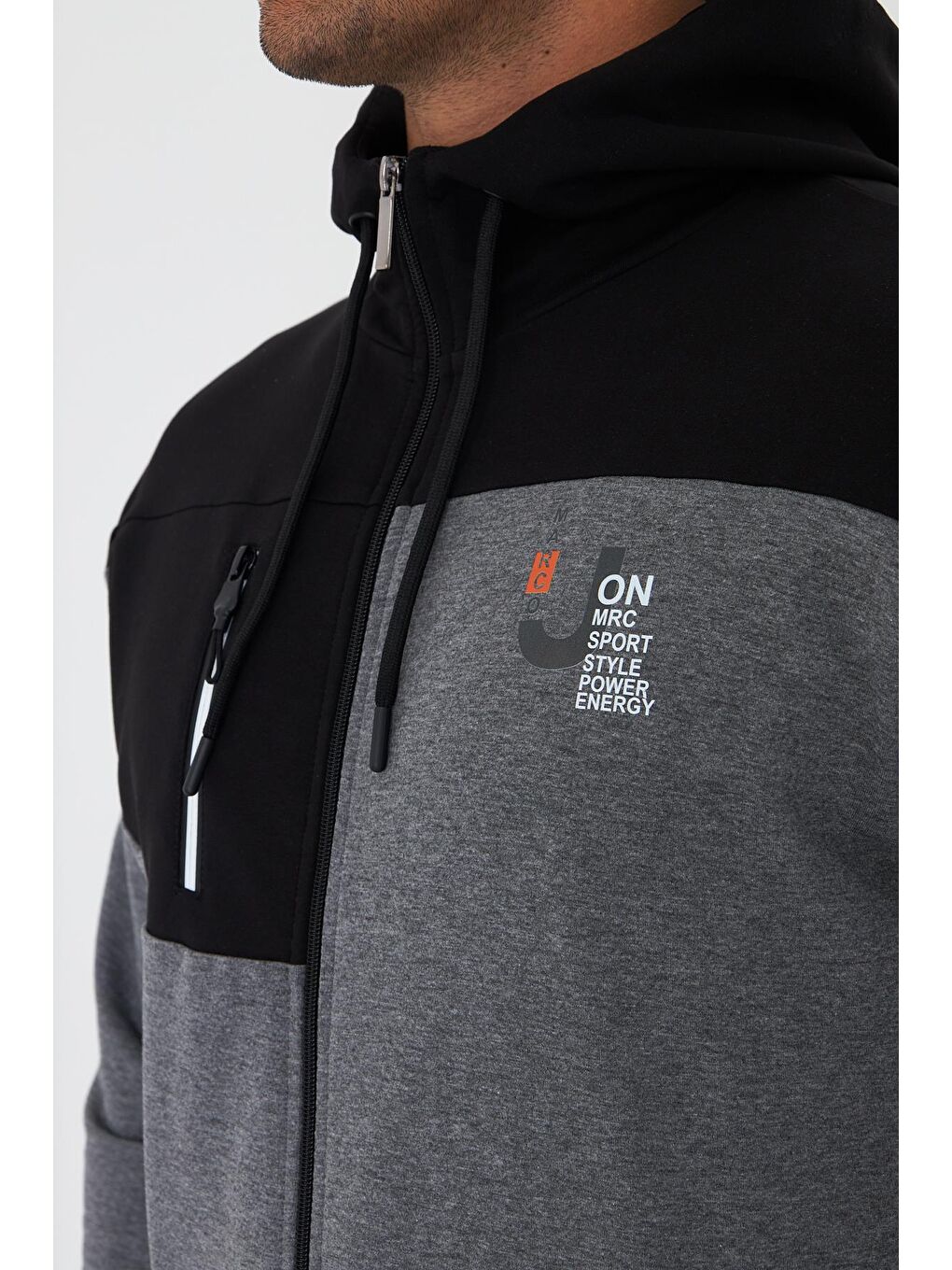 Erkek Pamuklu Kapüşonlu Eşofman Takımı Antrasit 5739-A-7