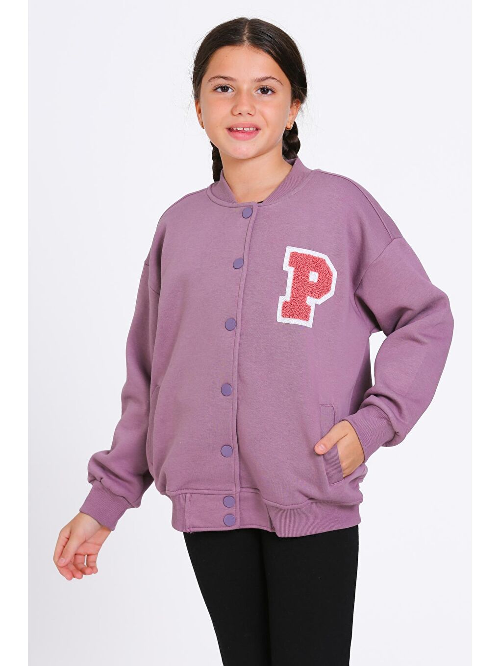 Kız Çocuk Mürdüm Vernichten Nakışlı Kolej Ceket