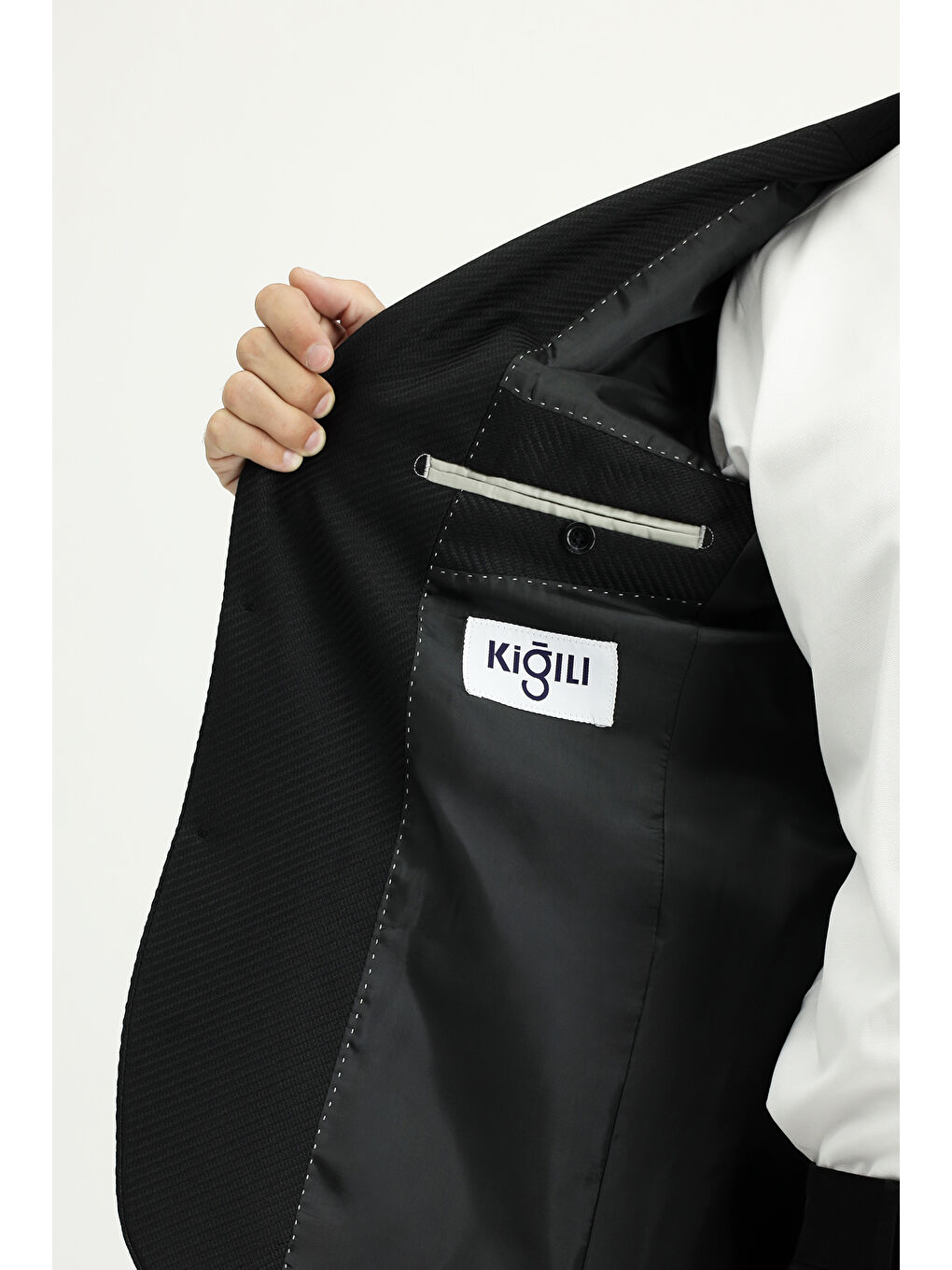Siyah Regular Fit Çizgili Klasik Ceket-4
