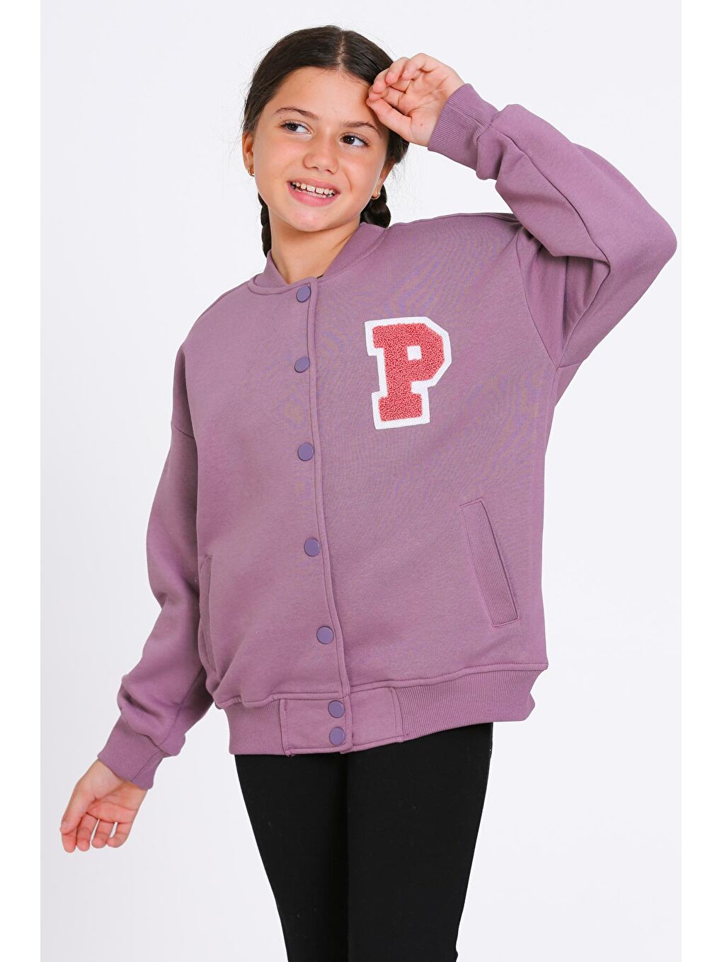 Kız Çocuk Mürdüm Vernichten Nakışlı Kolej Ceket-1