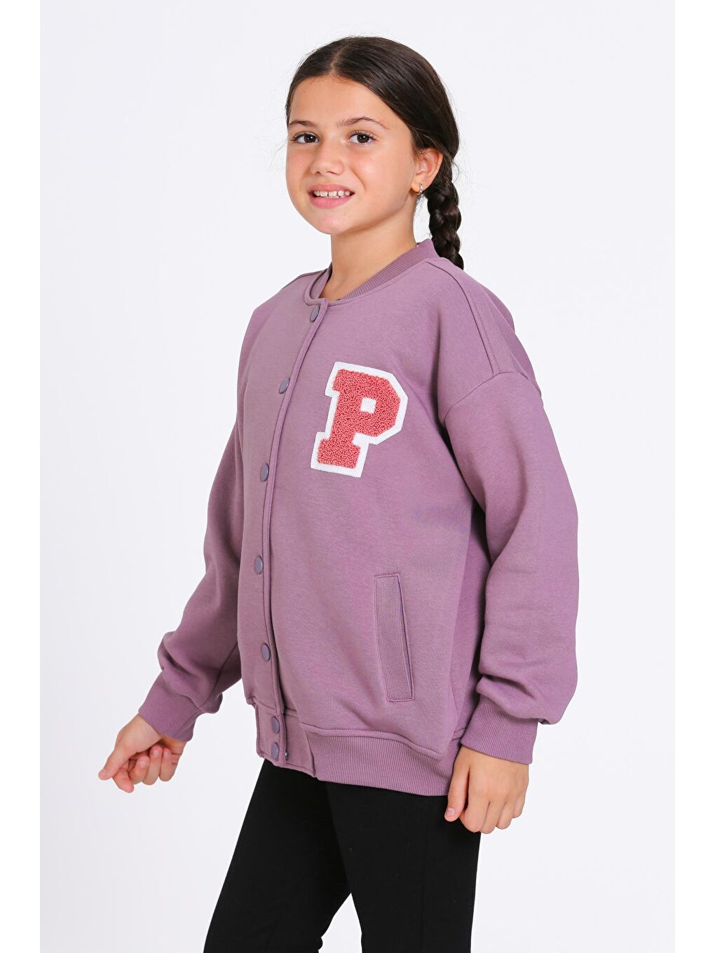 Kız Çocuk Mürdüm Vernichten Nakışlı Kolej Ceket-2