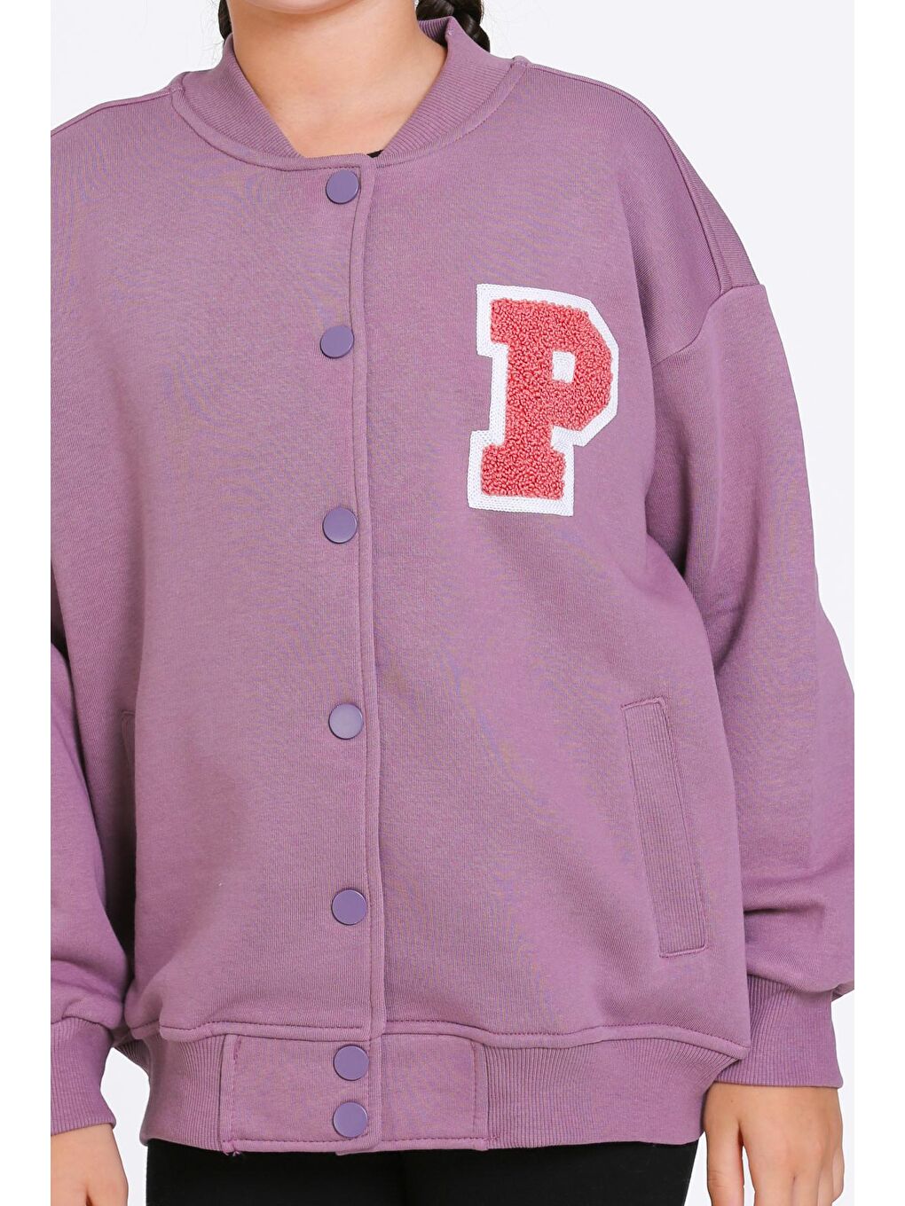 Kız Çocuk Mürdüm Vernichten Nakışlı Kolej Ceket-3