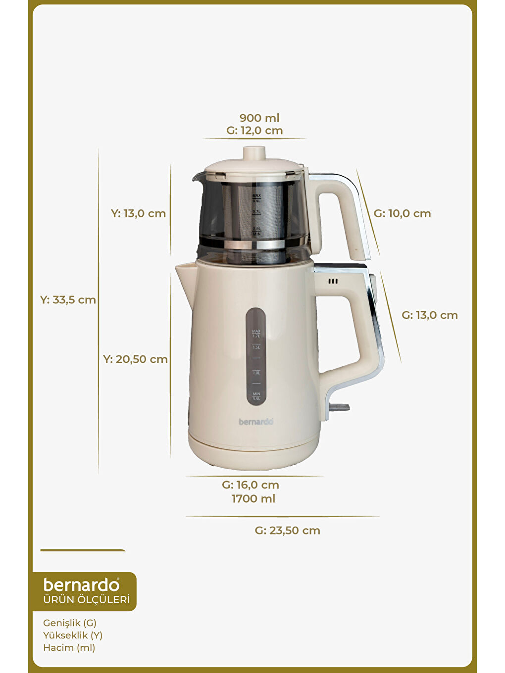 Venedik Cam Demlikli Çay Makinesi Krem-1