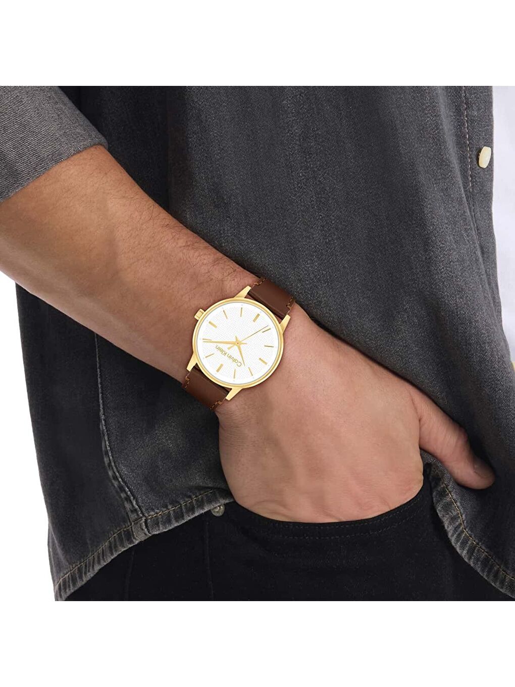 Kahverengi CK25200503 Erkek Kol Saati-3