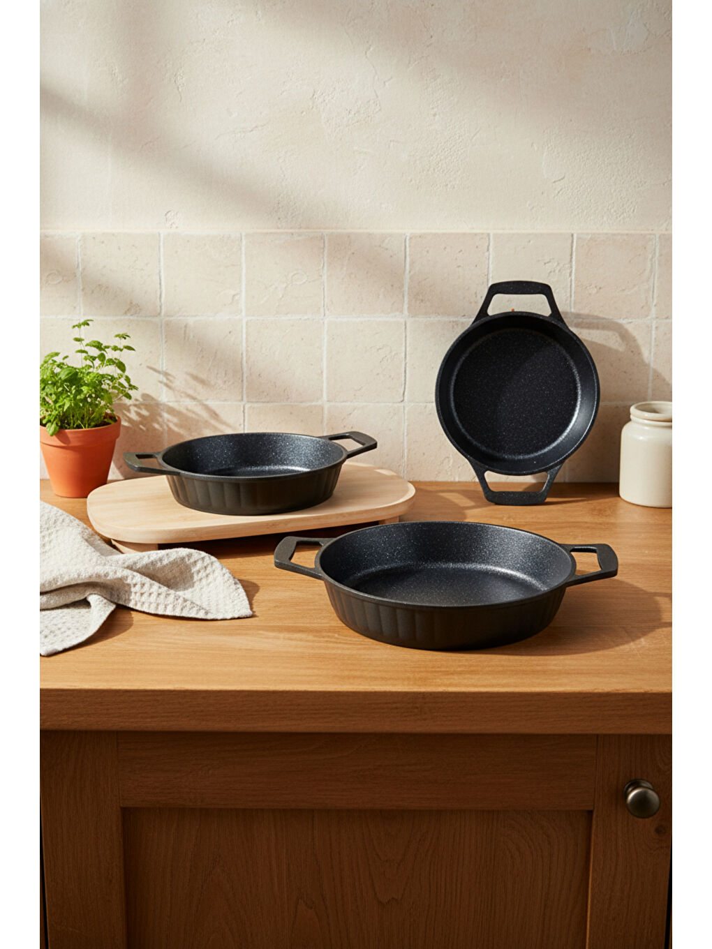 Siyah Olimpos 3'lü Sahan Seti