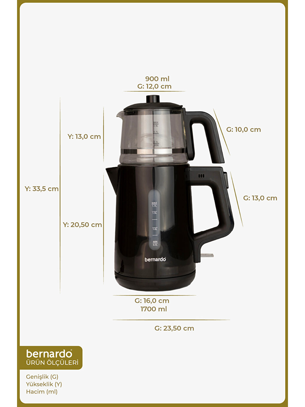 Venedik Cam Demlikli Çay Makinesi Siyah-1