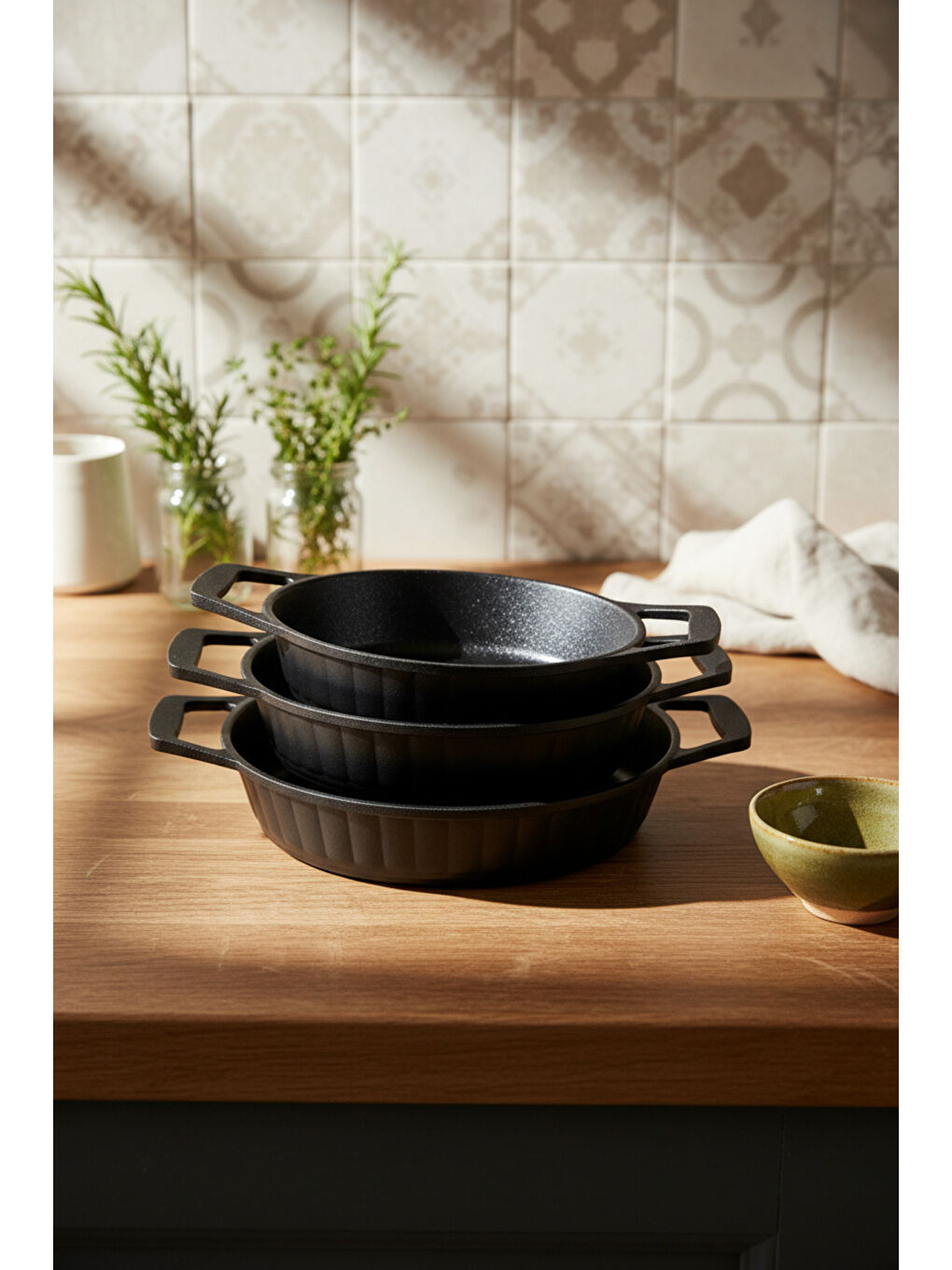 Siyah Olimpos 3'lü Sahan Seti-2