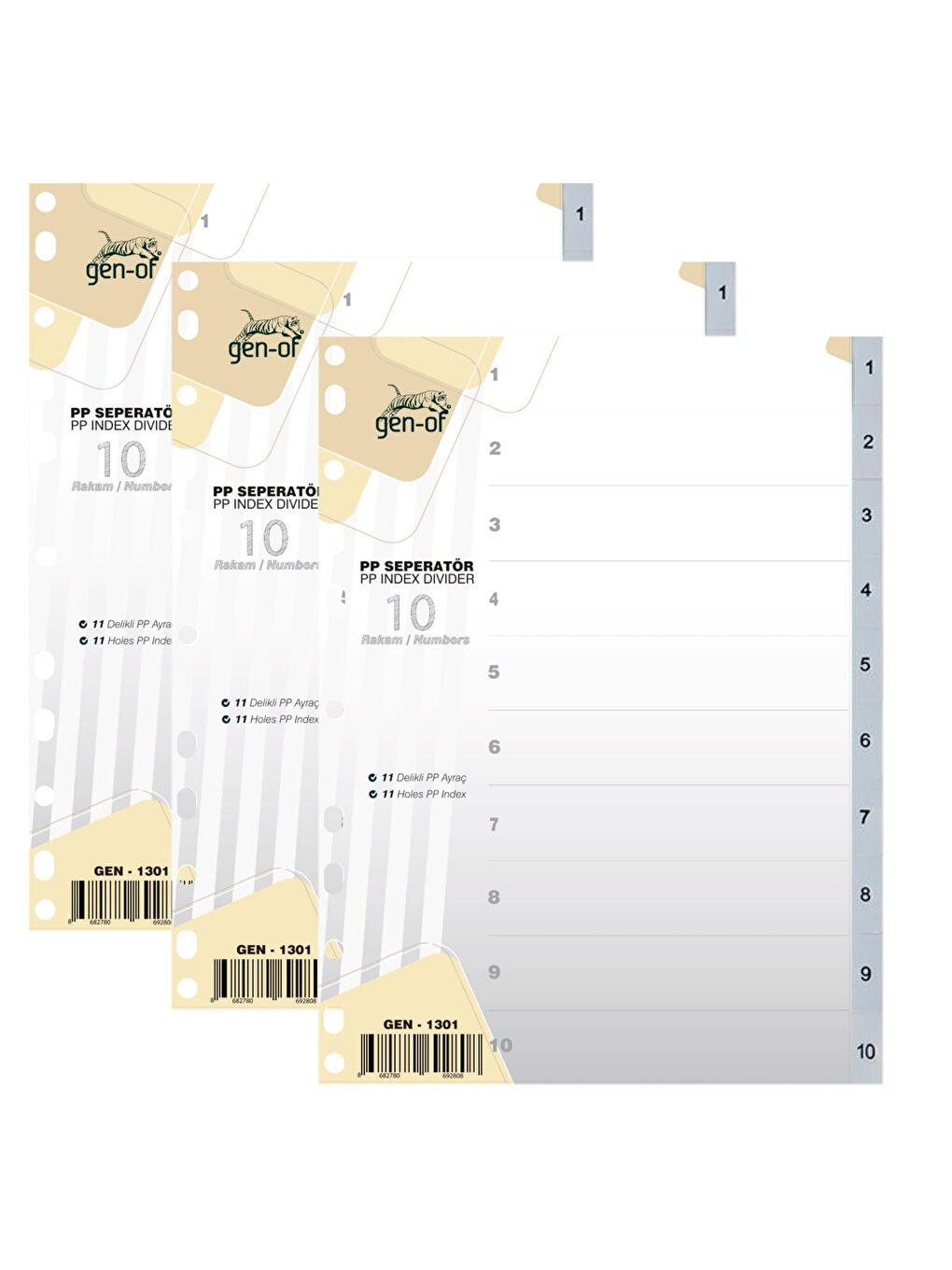 Gen-Of Karışık Asorti Ayraç Seperatör 1-10 Rakamlı 3 Adet (GEN-1301)