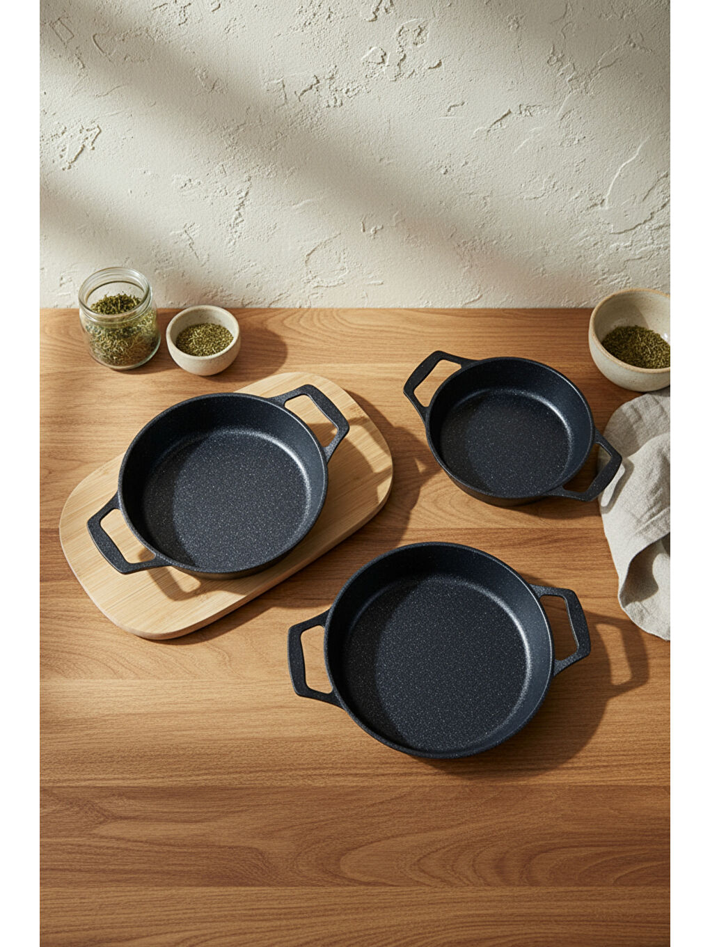 Siyah Olimpos 3'lü Sahan Seti-4