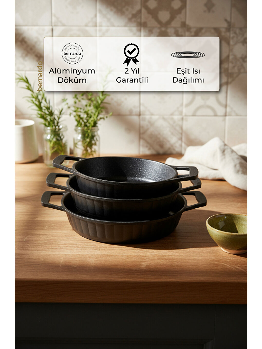 Siyah Olimpos 3'lü Sahan Seti-5