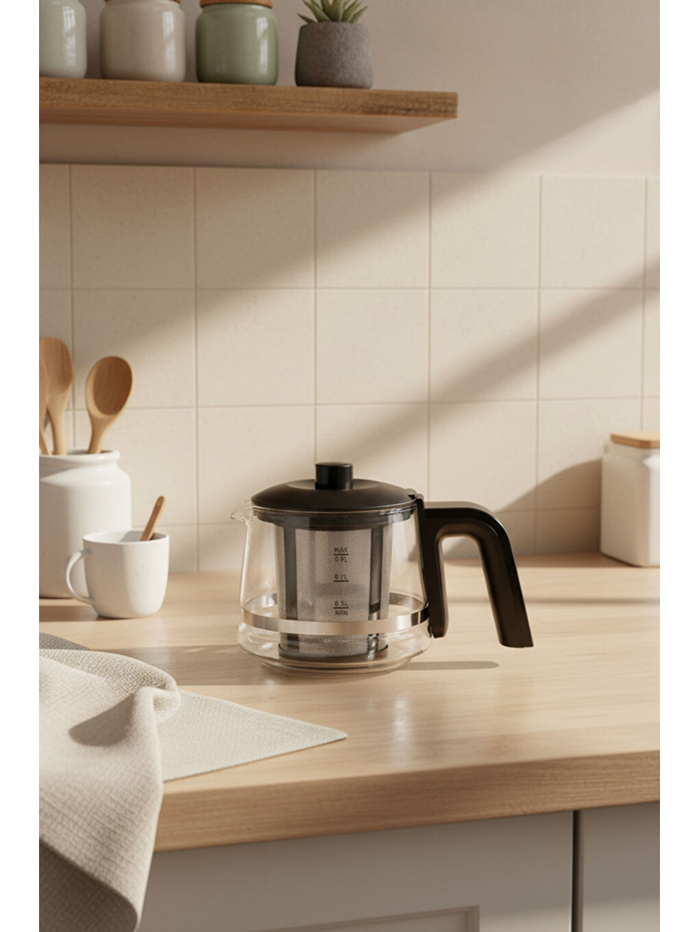 Venedik Cam Demlikli Çay Makinesi Siyah-4