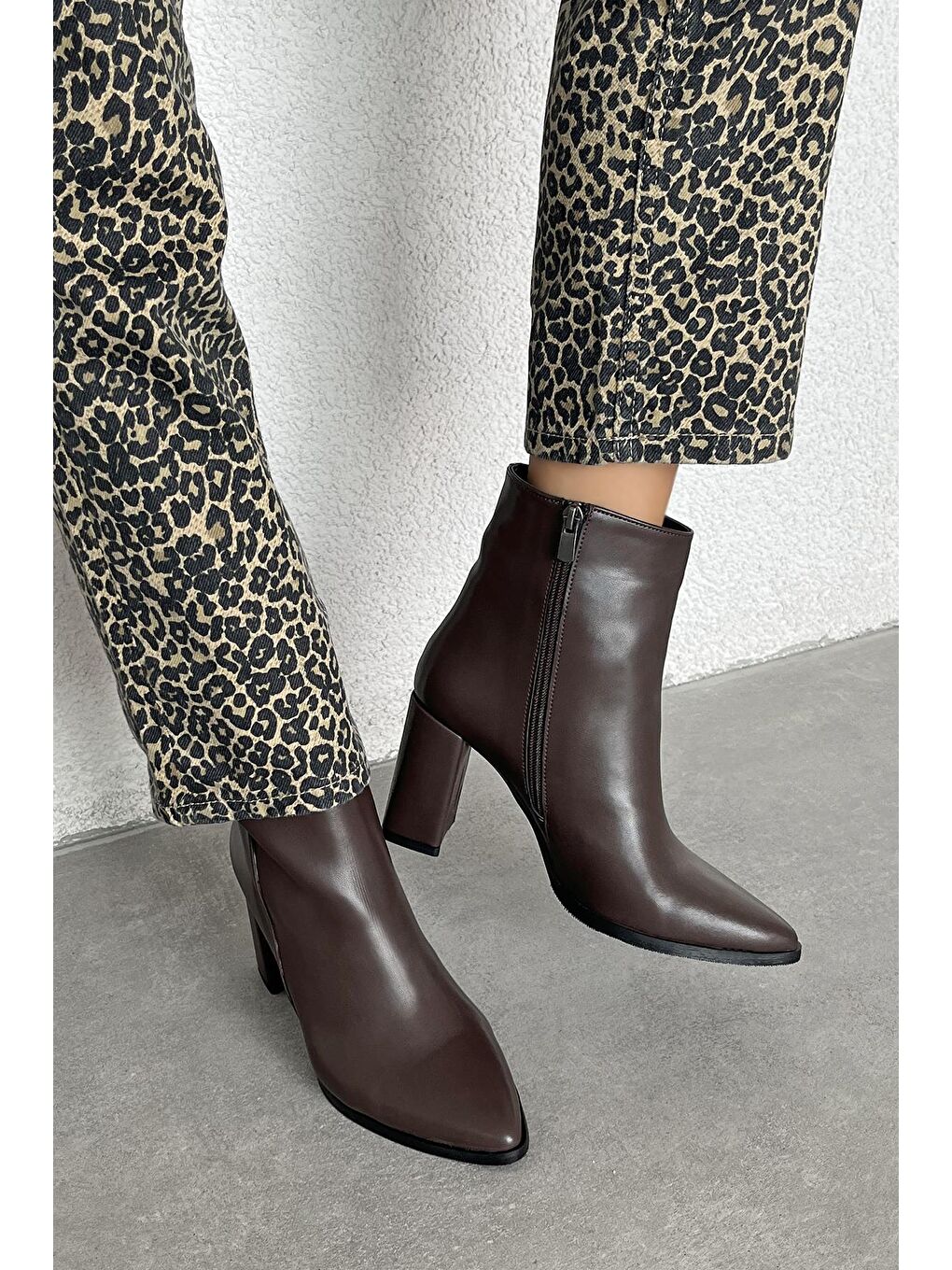 Kahverengi Fergal  Kadın  Topuklu  Deri  Bot Kahve