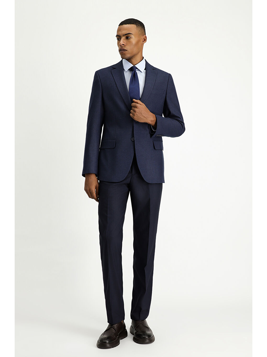 Lacivert Regular Fit Klasik Desenli Ceket-1