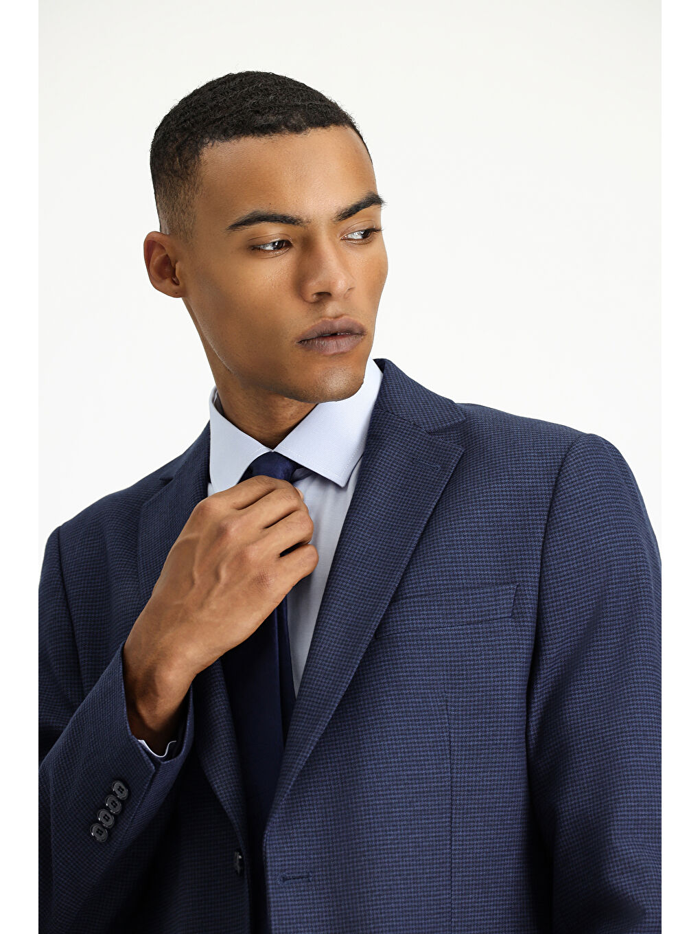 Lacivert Regular Fit Klasik Desenli Ceket-2