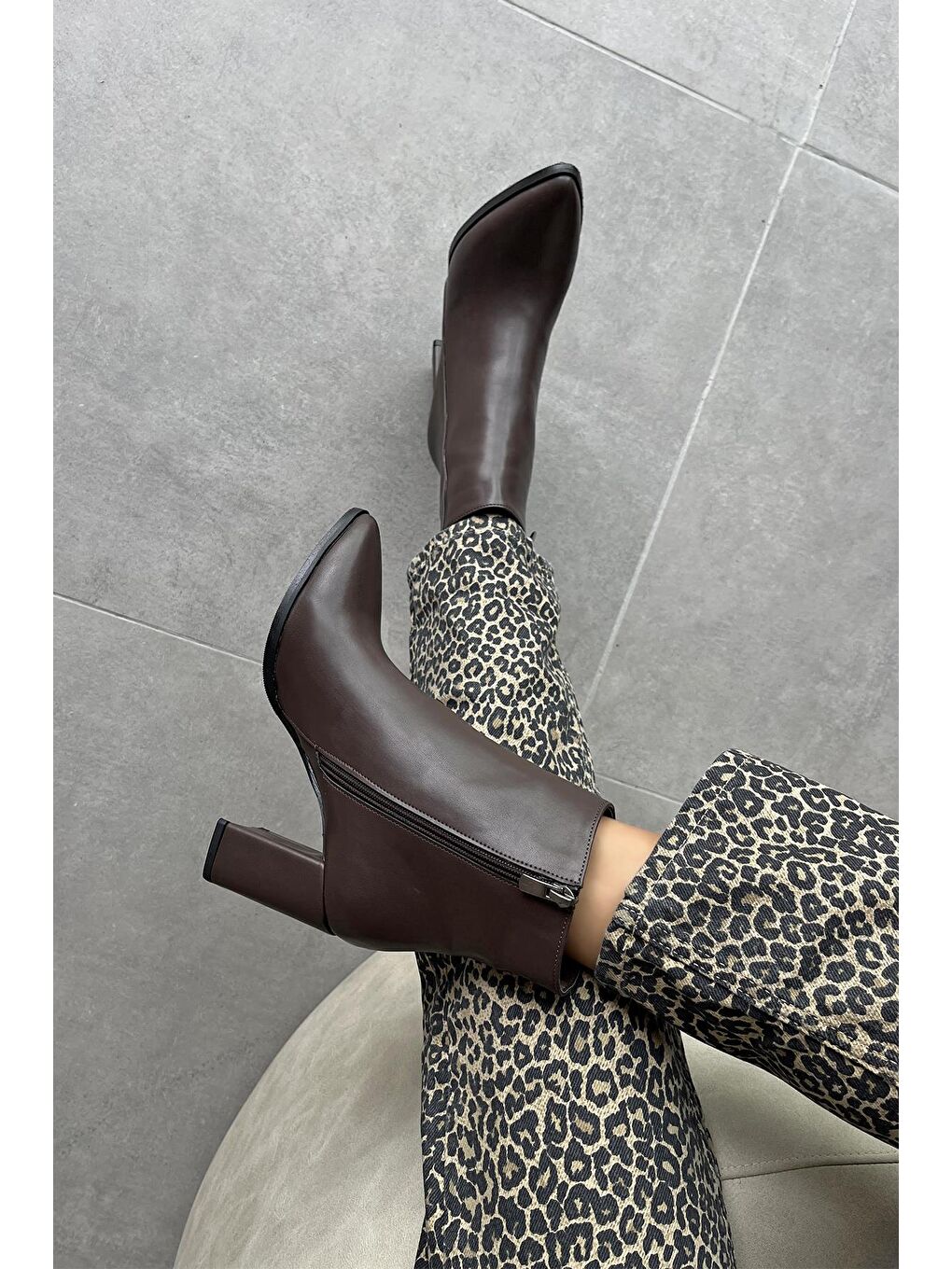 Kahverengi Fergal  Kadın  Topuklu  Deri  Bot Kahve-1