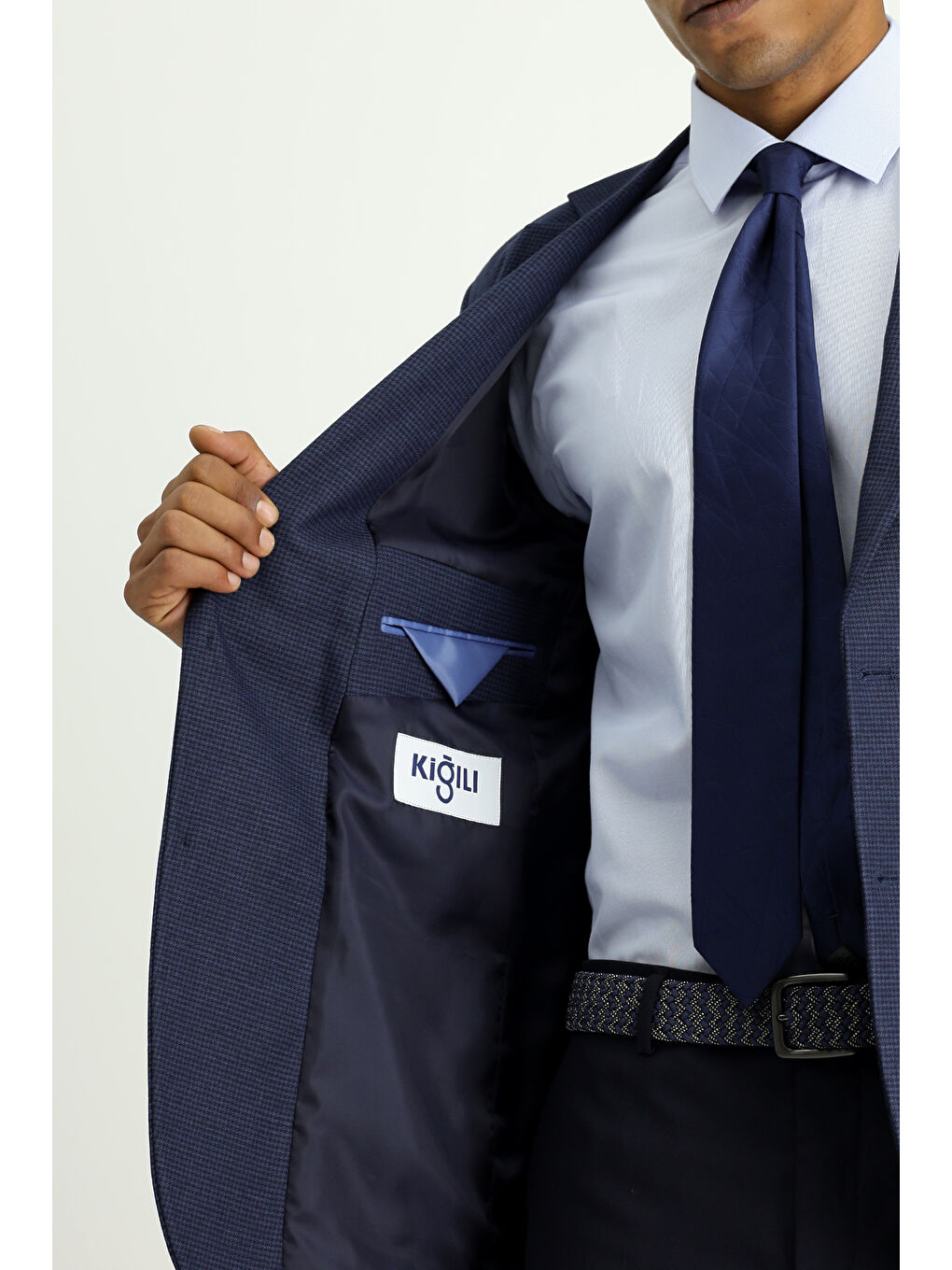 Lacivert Regular Fit Klasik Desenli Ceket-4