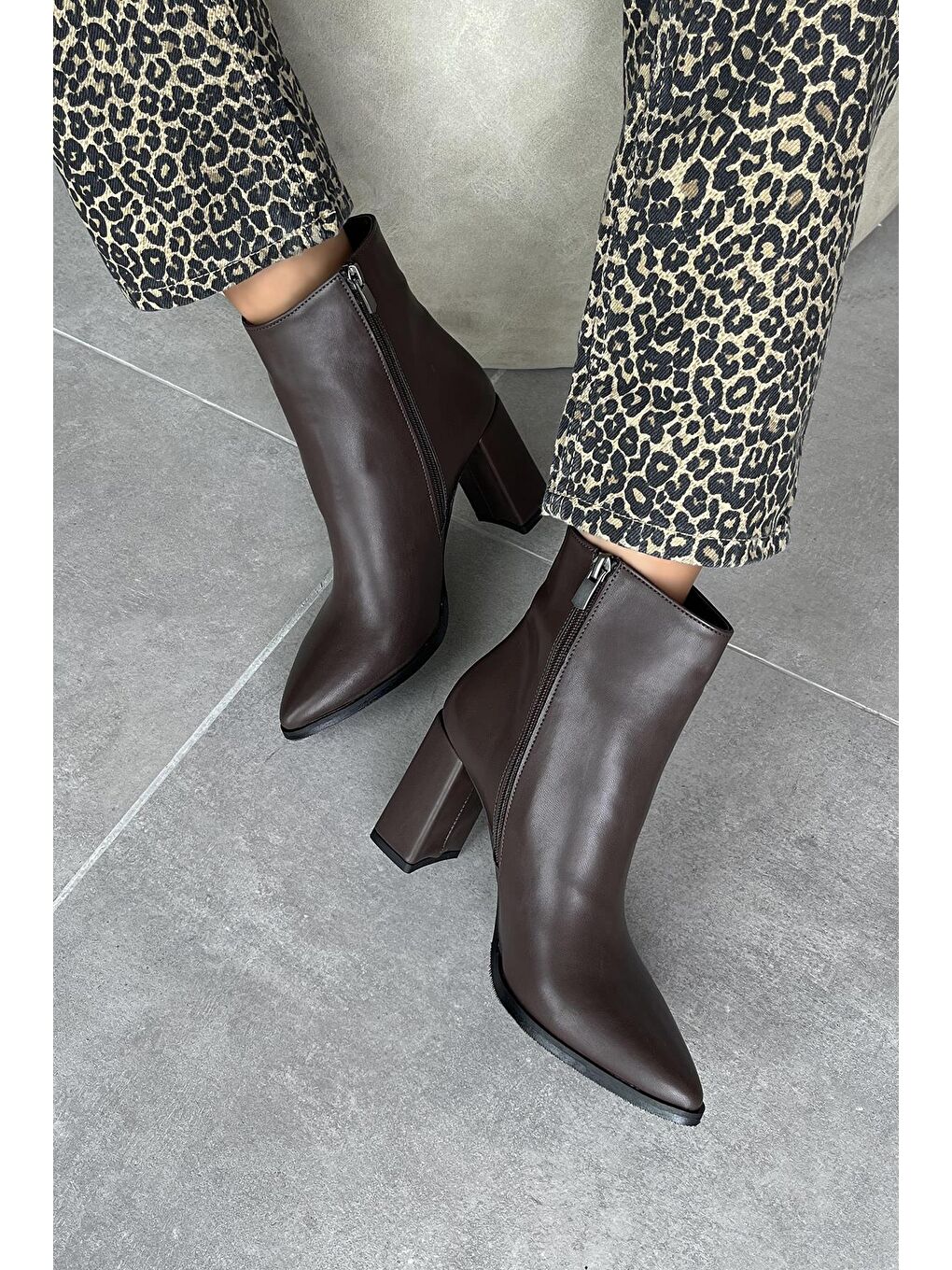 Kahverengi Fergal  Kadın  Topuklu  Deri  Bot Kahve-2