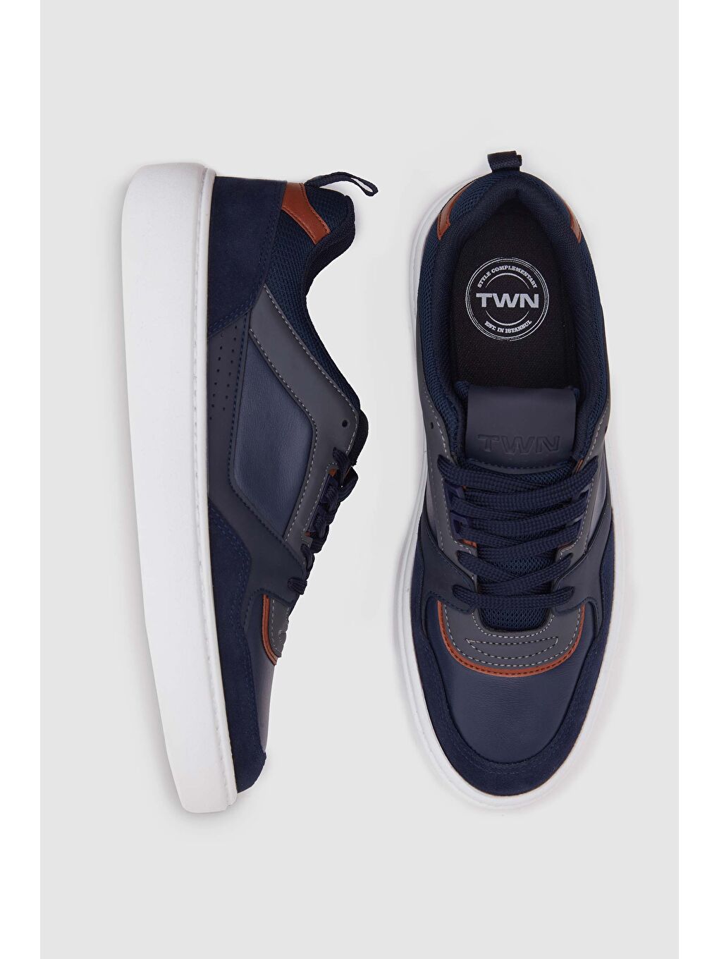 Twn Lacivert Kalın Beyaz Tabanlı Bağcıklı Sneaker Ayakkabi-2